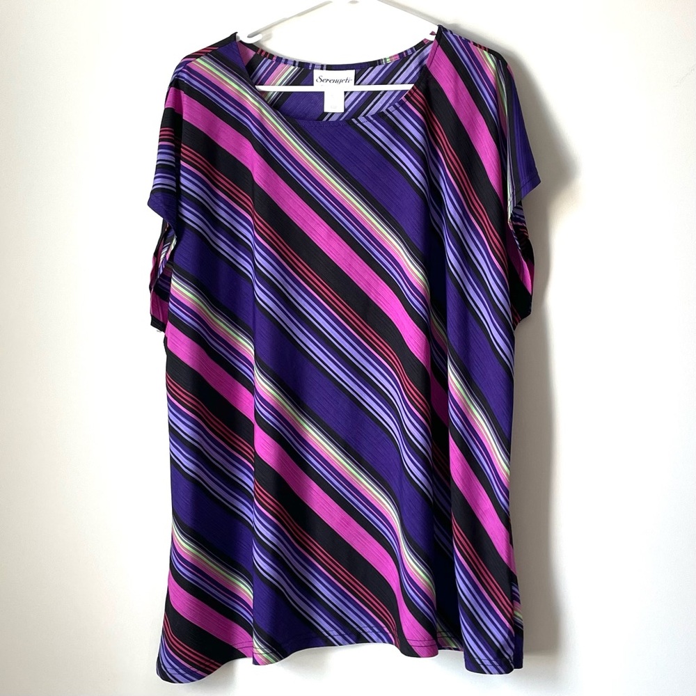 Serengeti Women Size 2X Blouse Top Pink Purple